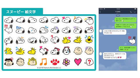 トークが楽しくなるLINEの新機能 「LINE絵文字」にスヌーピーが新登場!!